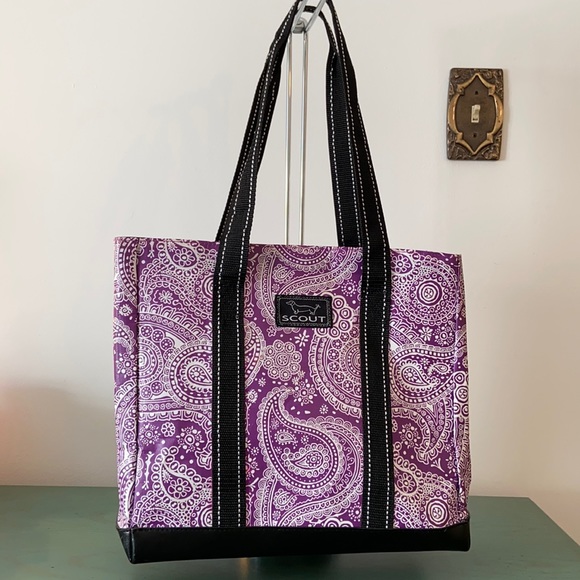 Scout Handbags - Scout purple white paisley print tote
